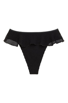 Tamarindo Ruffle Bikini Bottom | Black Crochet