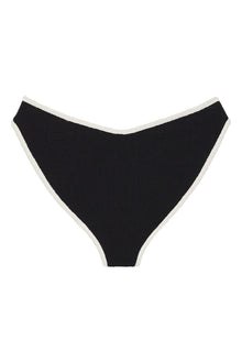Added Coverage Lulu Bikini Bottom | Black Cream Binded Terry Rib