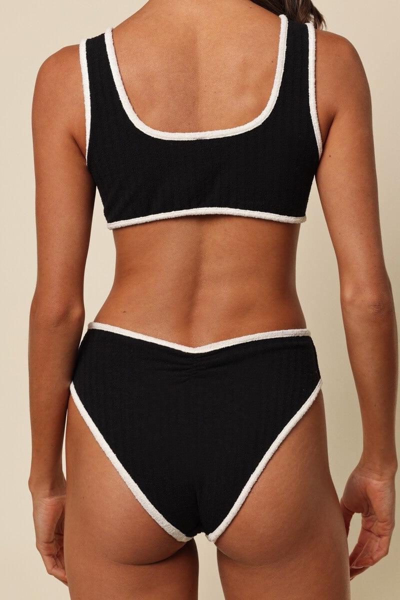 (Cream Binded) Ky One-Piece | Black Cream Binded Terry Rib