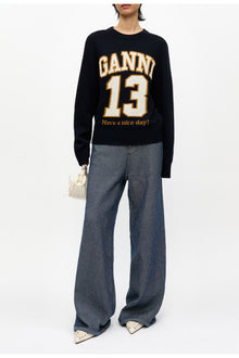 Blue Graphic Wool Jumper | Sky Captain