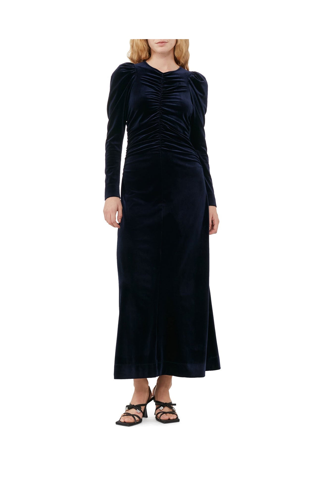 Blue Velvet Jersey Long Dress | Total Eclipse