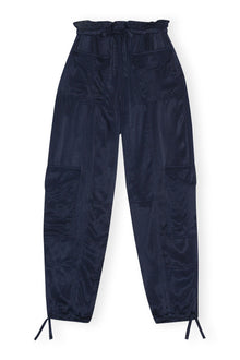 Blue Washed Satin Trousers | Sky Captain