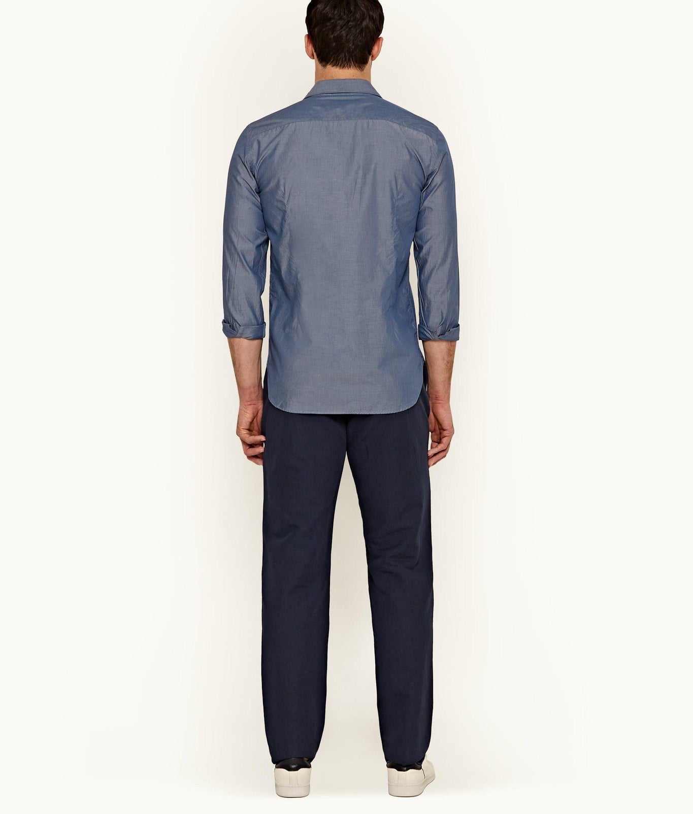 Bodnant Tailored Fit Cotton & Linen Trousers | Navy