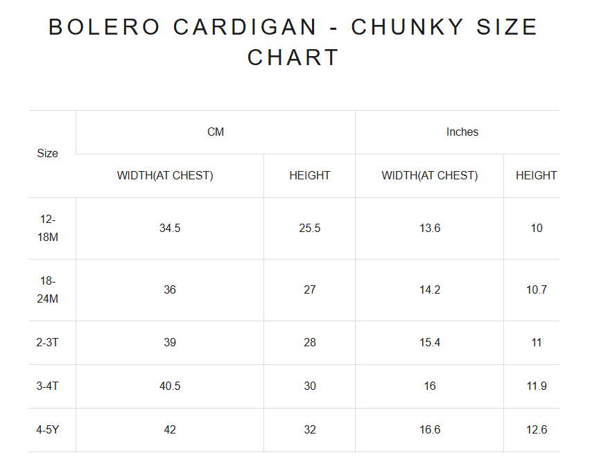 Product size guide