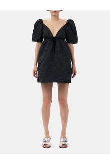 Botanical Jacquard Mini Dress | Black