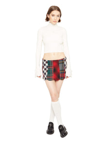 Womens | Bow Knit Tie Pointelle Turtleneck | White