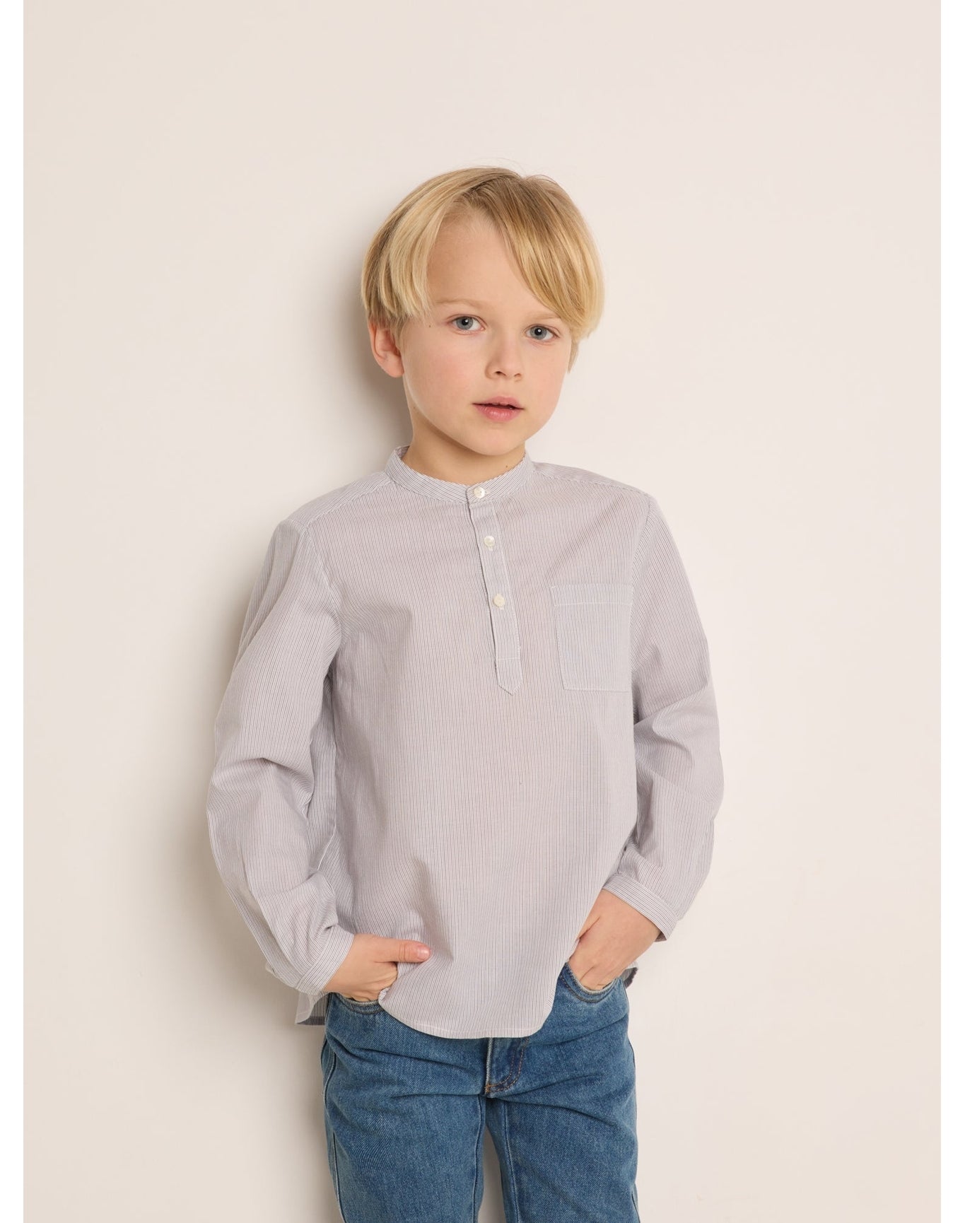 Boys | Claude Shirt Stripes | Grey