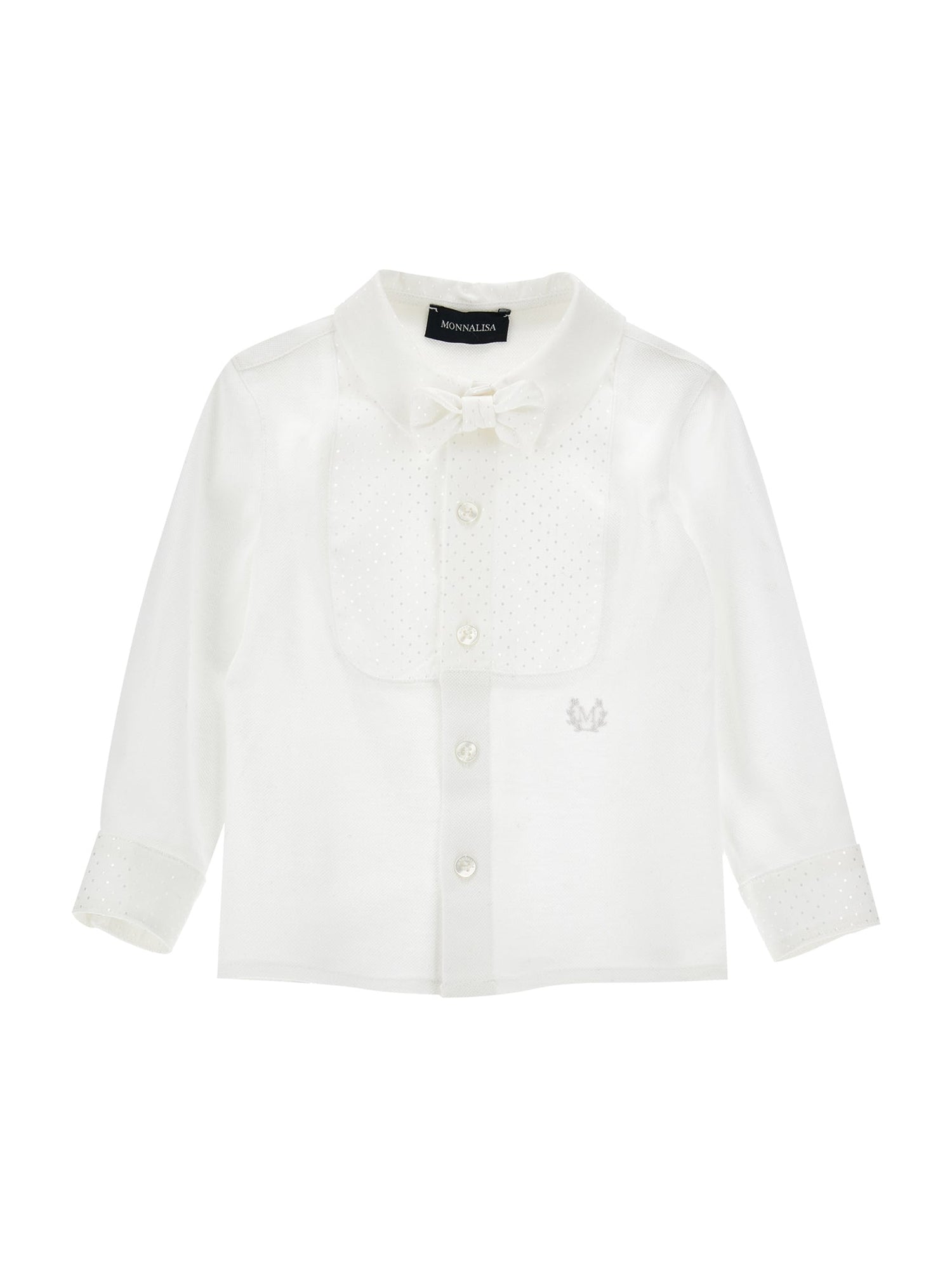 Boys | Piquet Shirt With Bow Tie | Cream