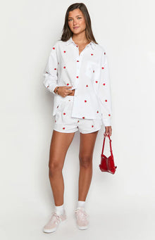 Brad Embroidered Boxer Shorts | White Strawberry