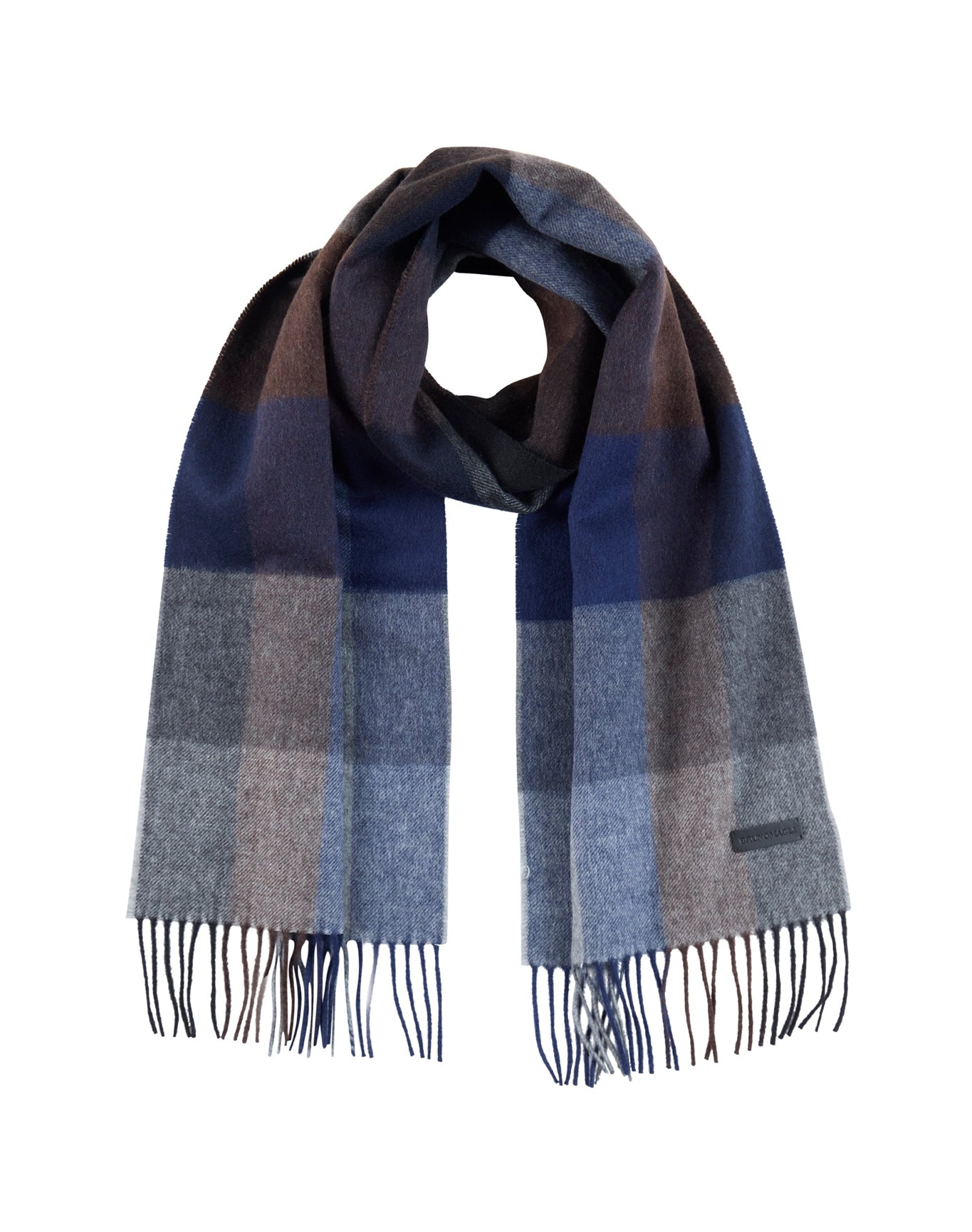 Bruno Magli | Men | Silk/Cashmere Double Face Buffalo Plaid | Navy