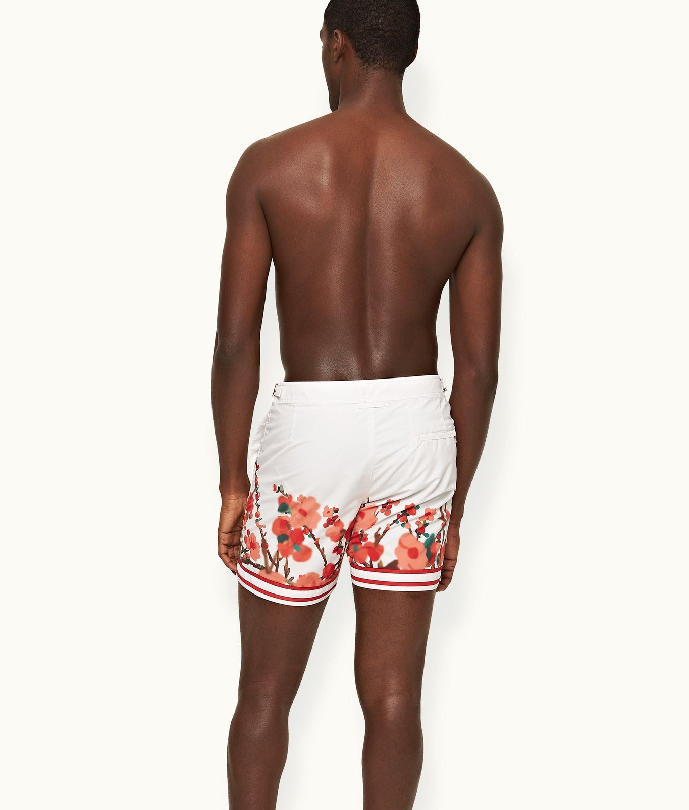 Bulldog Blossom Season Print Mid-Length Swim Shorts | Red
