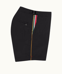 Bulldog Concealed O.B Stripe Tape Mid-Length Swim Shorts | Black