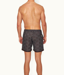 Bulldog Drawcord Print Mid-Length Drawcord Swim Shorts | Truffle/Light Sky Pool