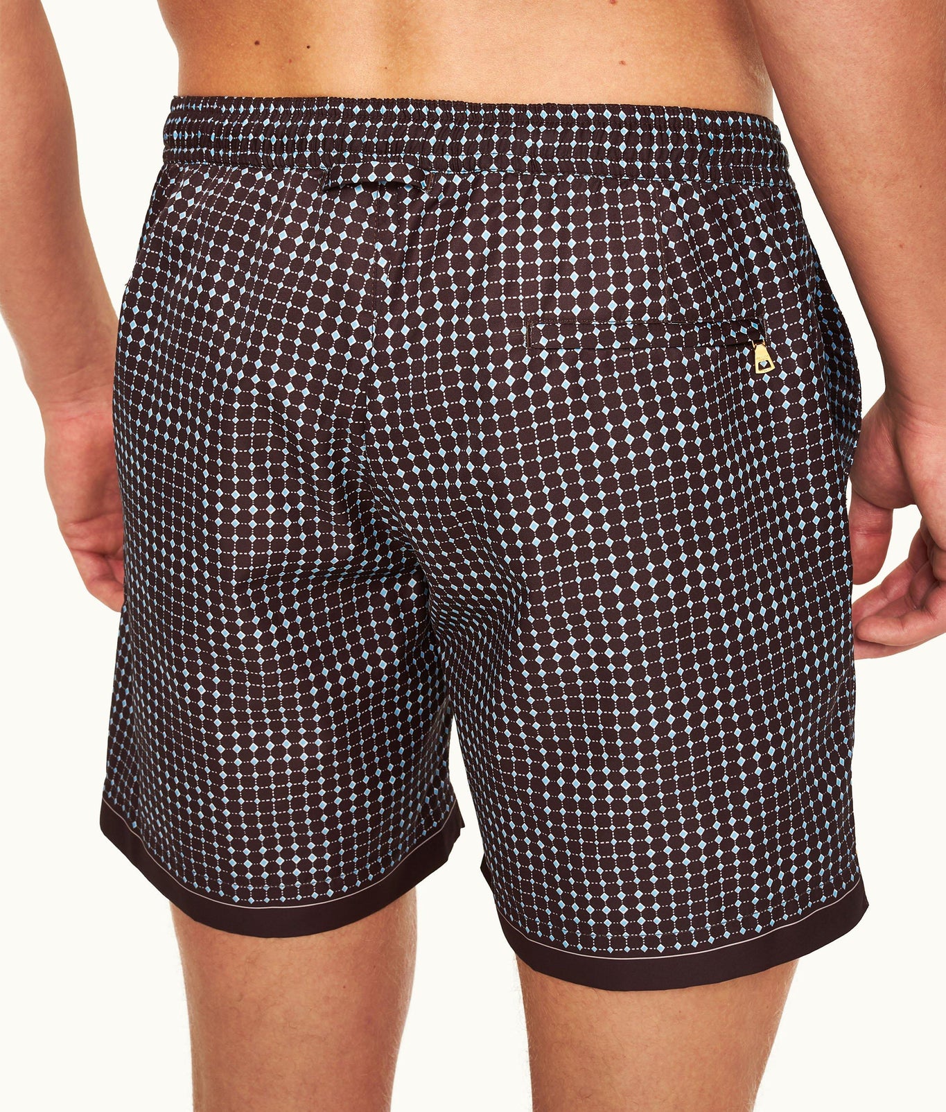 Bulldog Drawcord Print Mid-Length Drawcord Swim Shorts | Truffle/Light Sky Pool