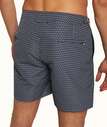 Bulldog Geo Pointpart Mid-Length Swim Shorts | Midnight Navy/White