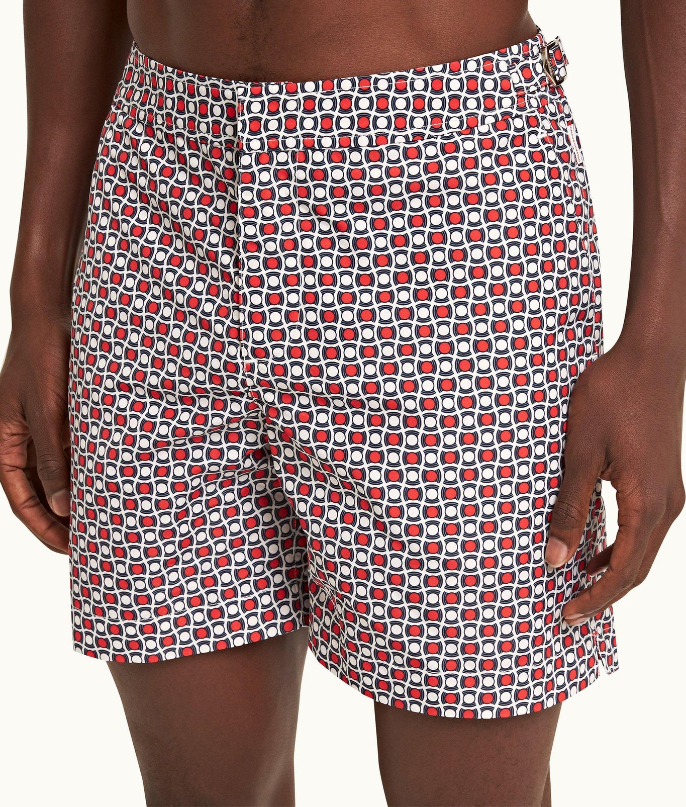 Bulldog Geo Tela Mid-Length Swim Shorts | Vermillion