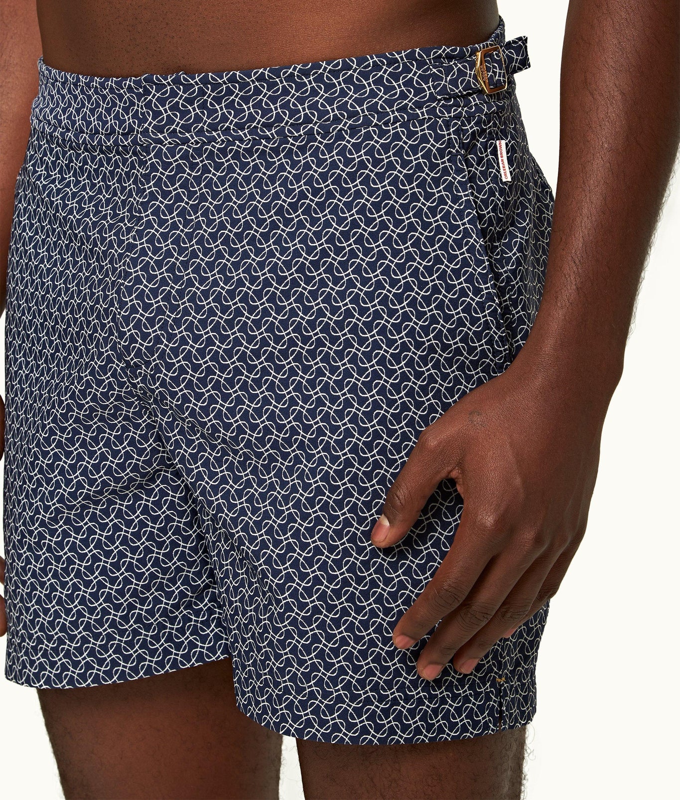 Bulldog Geometric Orb Jacquard Mid-Length Swim Shorts | Night Iris/White Sand