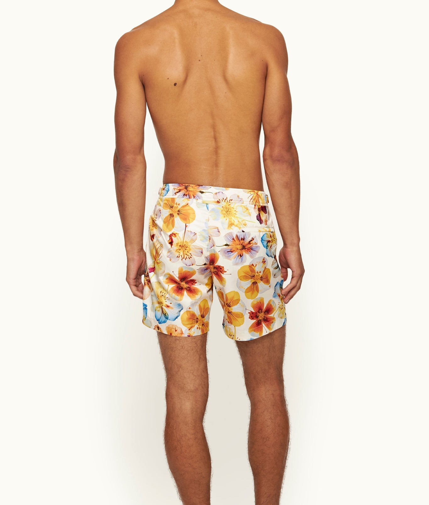 Bulldog Mid-Length Oshibana Floral Print Swim Shorts | White Sand