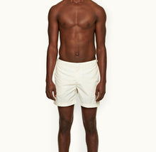 Bulldog Palm Stripe Tape Mid-Length Swim Shorts | White Sand