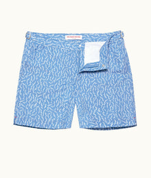 Bulldog Sedge Print Mid-Length Swim Shorts | Springfield Blue
