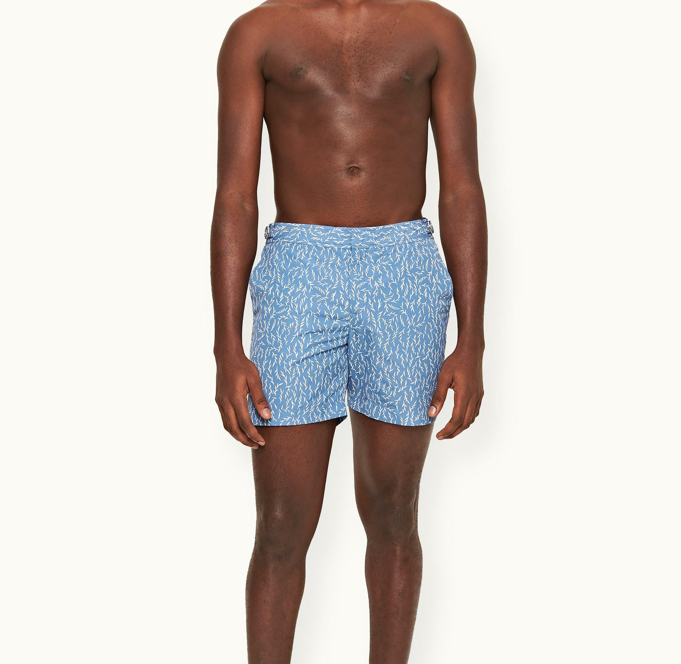 Bulldog Sedge Print Mid-Length Swim Shorts | Springfield Blue