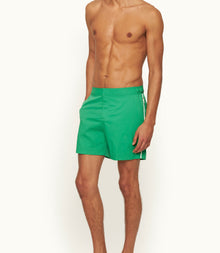 Bulldog Stretch Mid-Length Iridescent Stretch Swim Shorts | Caddie Green