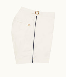 Bulldog Tape Insert Mid-Length Swim Shorts | White Sand