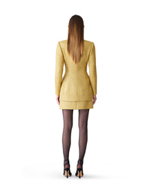 Embroidered Collarless Long Sleeve Jacket | Gold