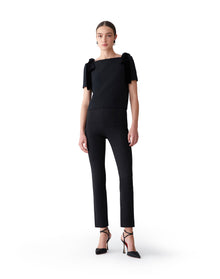 Short Sleeve Top With Bows | Black