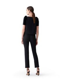 Short Sleeve Top With Bows | Black