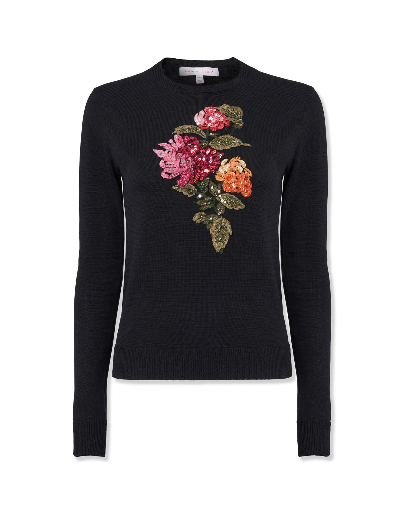 Embroidered Long Sleeve Crewneck Sweater | Black Multi (V2)