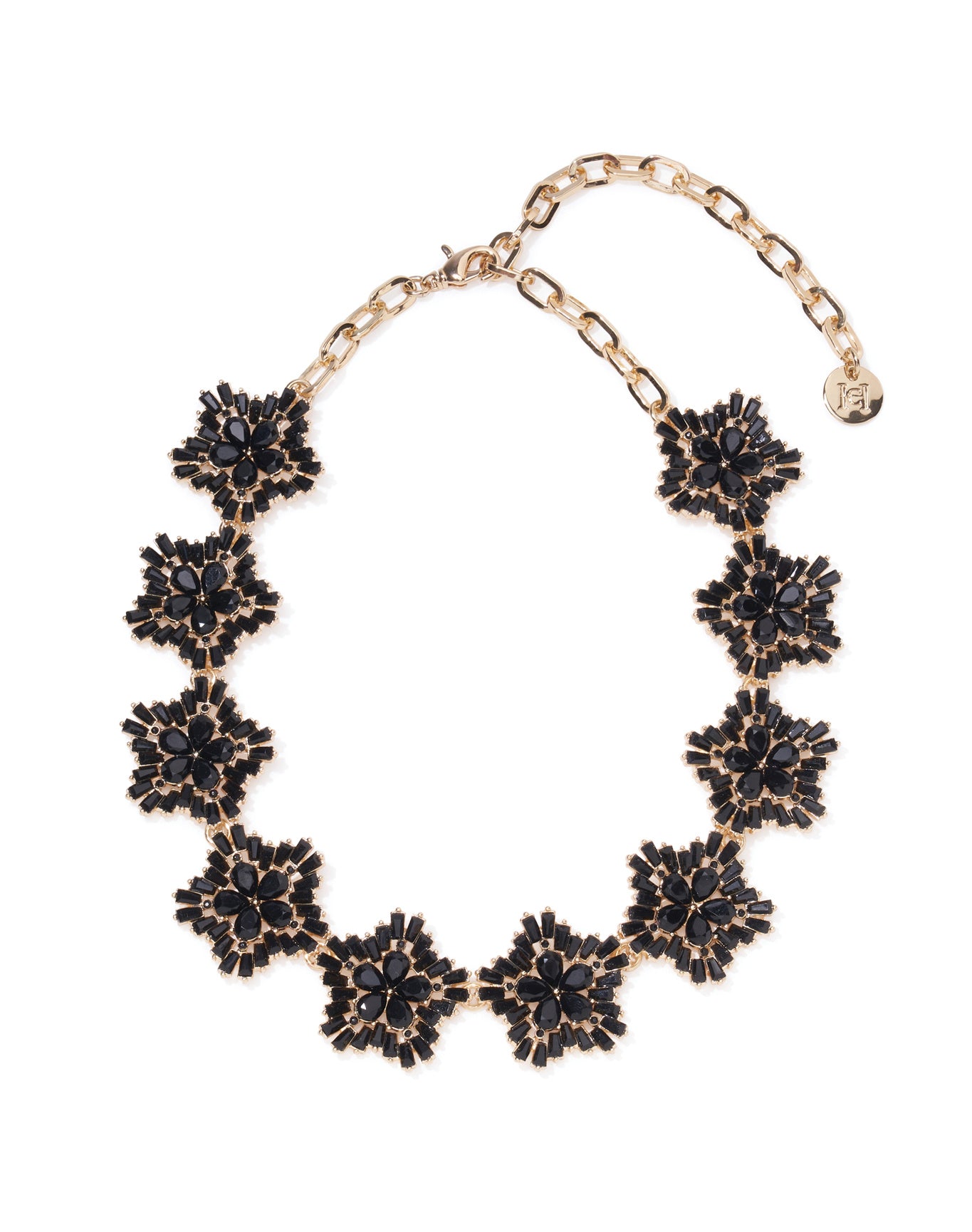 Crystal Snowflake Necklace | Black