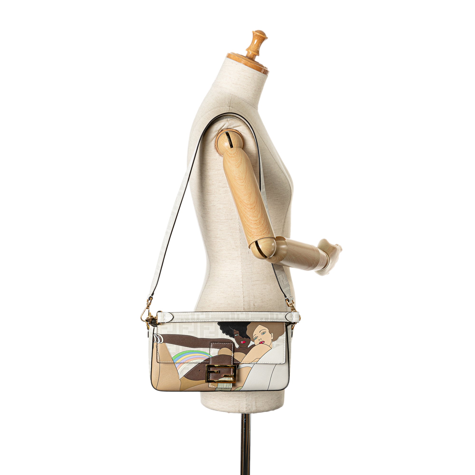 Fendi | Pre-Owned Zucca Graphic Print Coated Canvas Bikini Girls Baguette Satchel | White