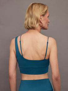 Asymmetrical Strappy Bra in Diamond Compression | Deep Lagoon
