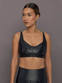 Soft Sculpt Sports Bra in Takara Shine | Black