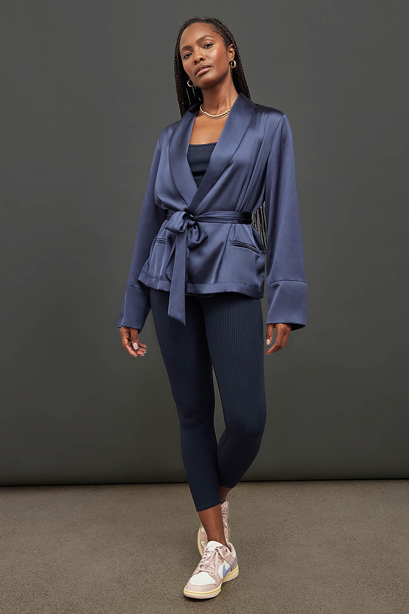 Carbon38 | Satin Smoking Jacket | Evening Blue