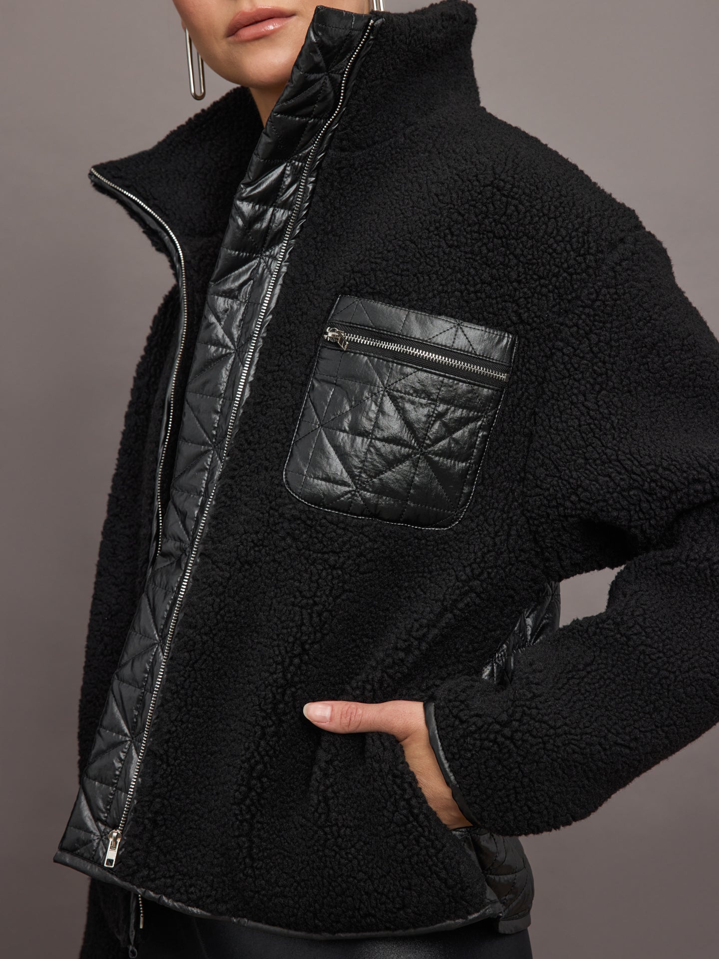 Carbon38 | High Shine Sherpa Jacket | Black