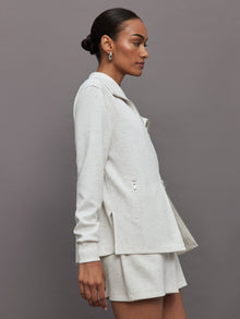 Carbon38 | Knit Jacket With Asymmetrical Zip In Interlock | Moonbeam Heather