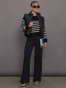 Carbon38 | Slouchy Off Shoulder Sweater | Black / White Stripe