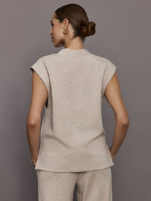 Carbon38 | V Neck Knit Vest In Interlock | Taupe Heather