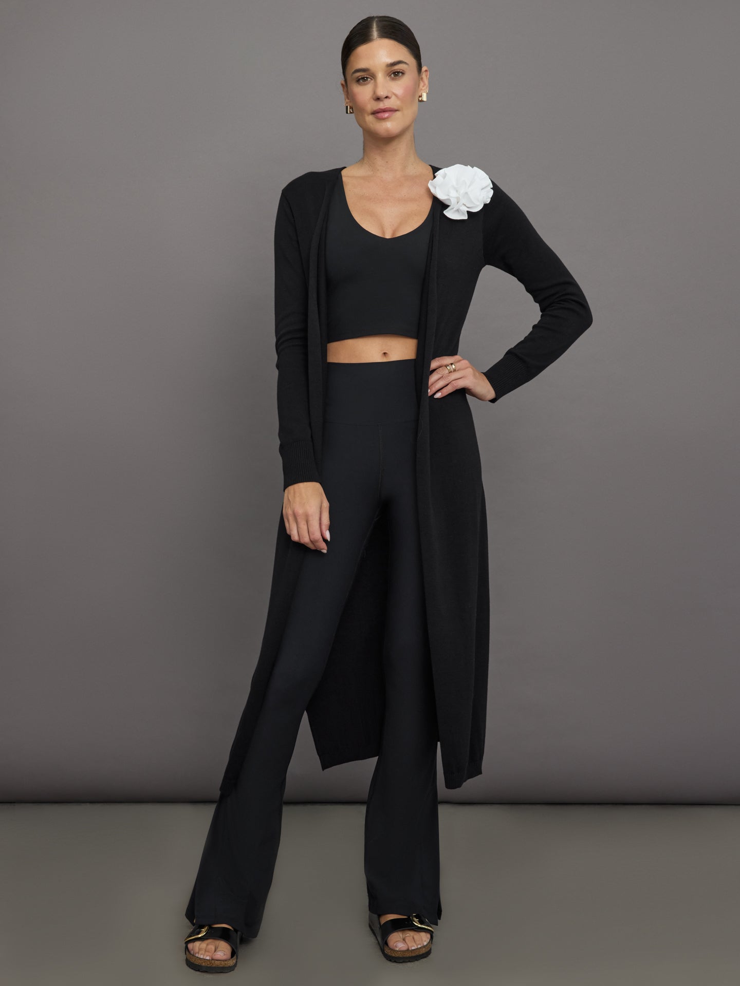 Carbon38 | Rosette Longline Sweater | Black