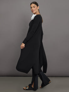 Carbon38 | Rosette Longline Sweater | Black