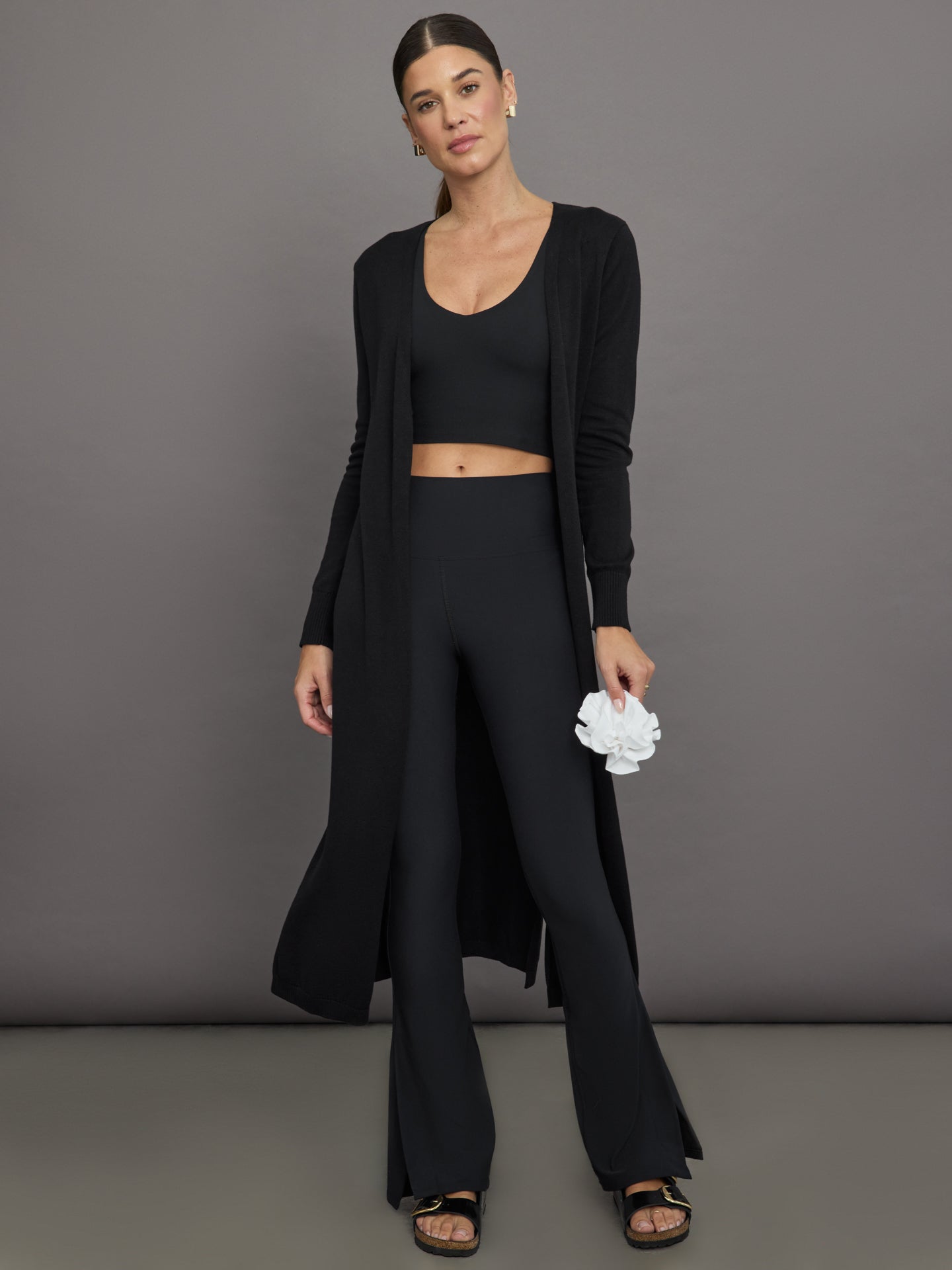 Carbon38 | Rosette Longline Sweater | Black