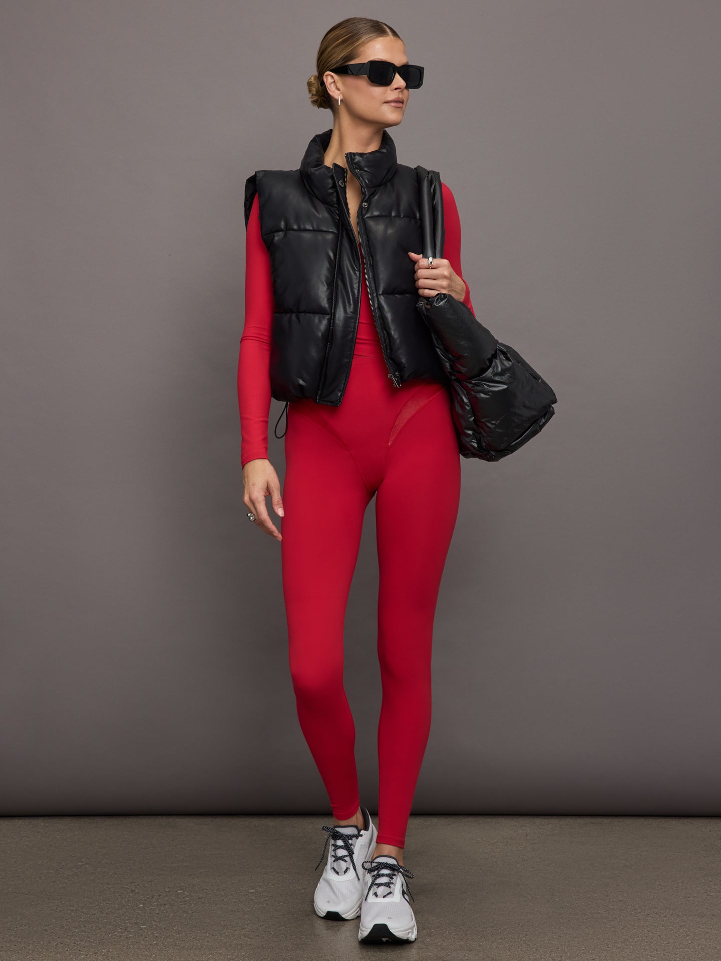 Carbon38 | Long Sleeve Wrap Top In Melt | Crimson Red