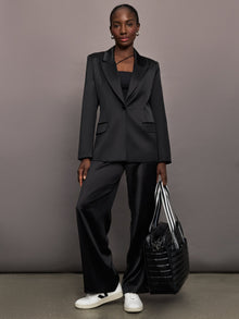 Satin Straight Leg Pant | Black
