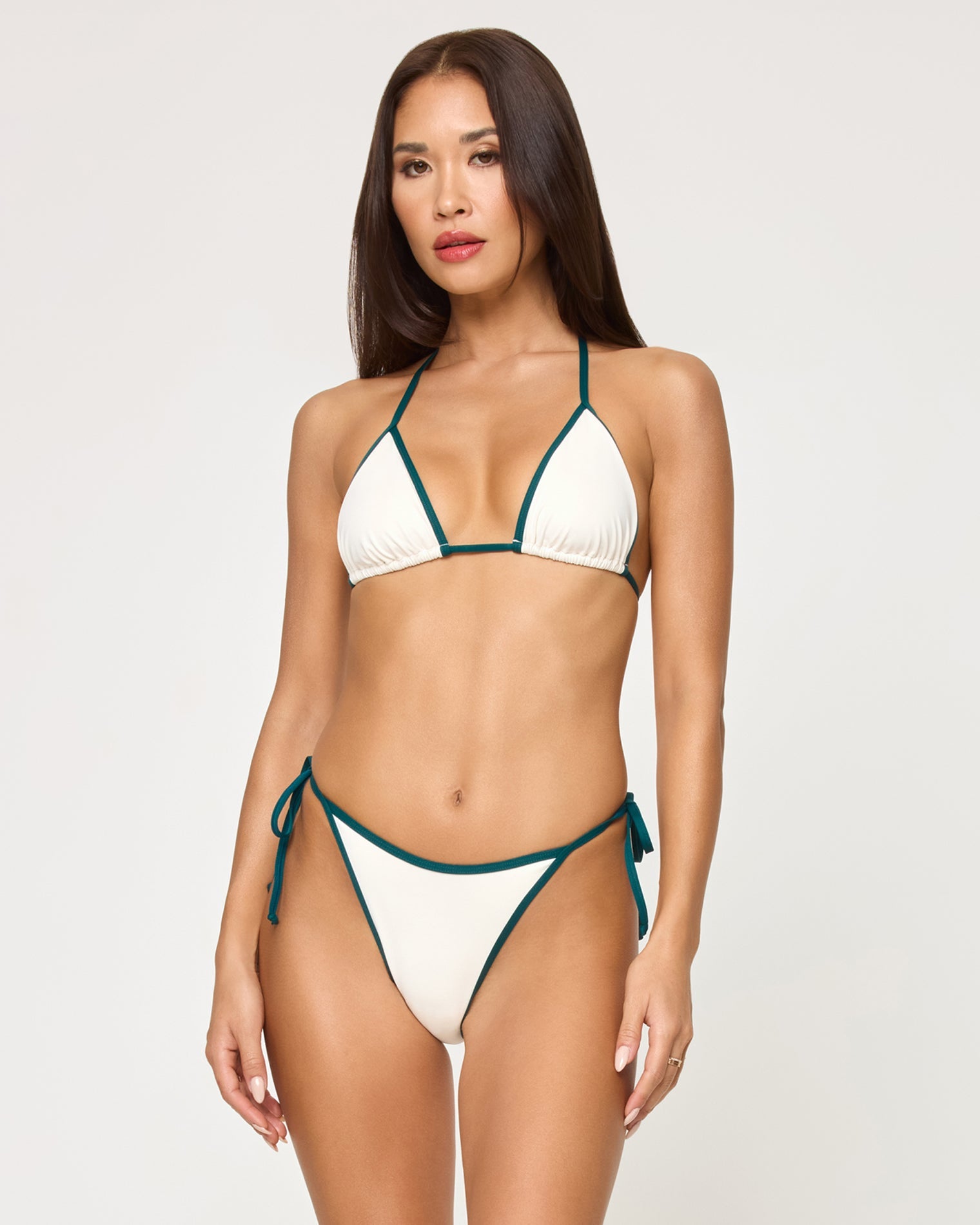 Aspen Bikini Top | Cream-Deep Teal