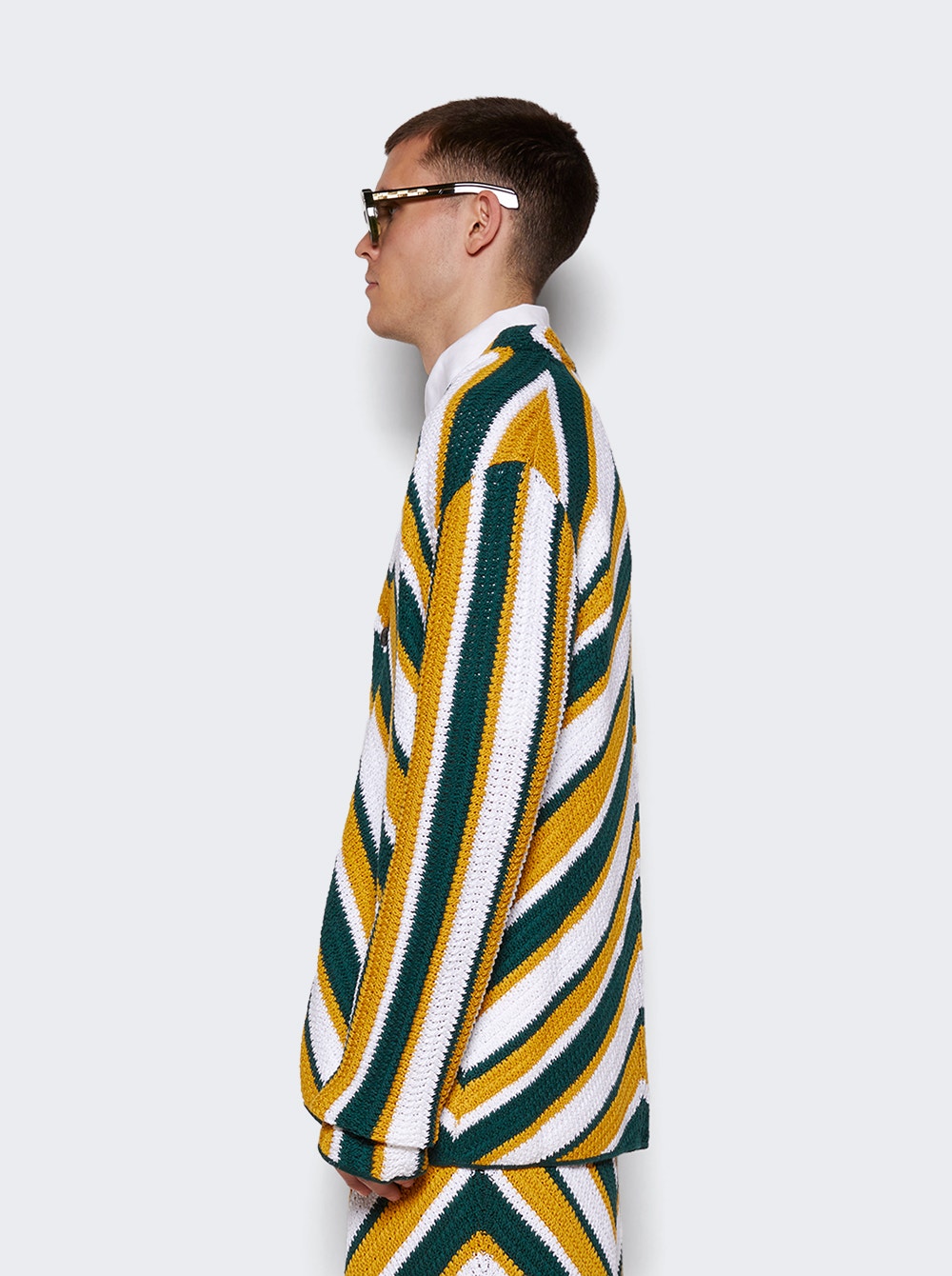 Marni | Chevron Crochet Cardigan | Turquoise & Yellow