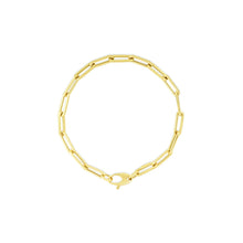 14k gold Chunky Paperclip Chain Bracelet with a lobster clasp on white background
