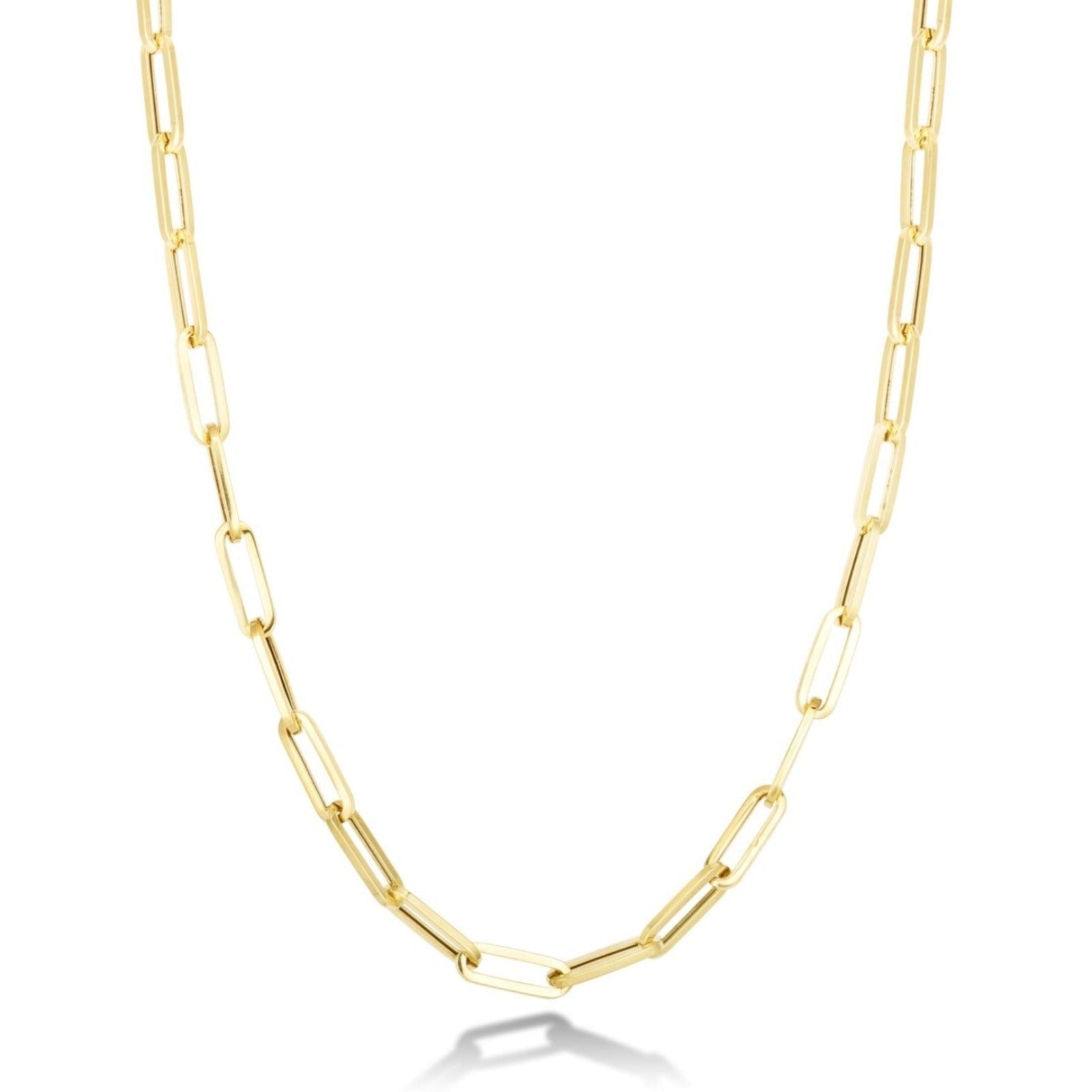 14k gold Chunky Paperclip Chain Necklace on white background