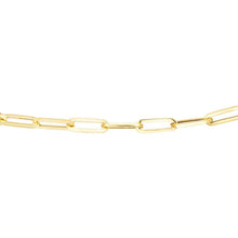 14k gold Chunky Paperclip Chain Bracelet with a lobster clasp on white background zoomed in